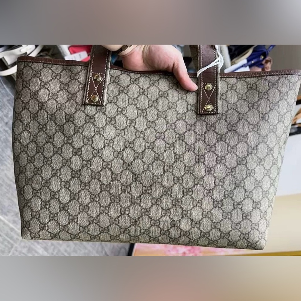 Gucci GG Plus Monogram Medium Signature Web Loop Tote Brown - Picture 2 of 11